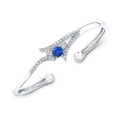 Modern Style Diamond & Sapphire Bangle