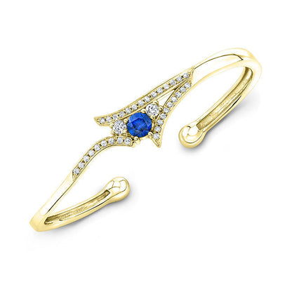 Modern Style Diamond & Sapphire Bangle