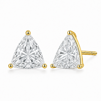 1 Carat Trillion Lab Grown Diamond Stud Earrings (0.50 ct Each) in Gold or Platinum