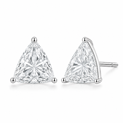 1 Carat Trillion Lab Grown Diamond Stud Earrings (0.50 ct Each) in Gold or Platinum