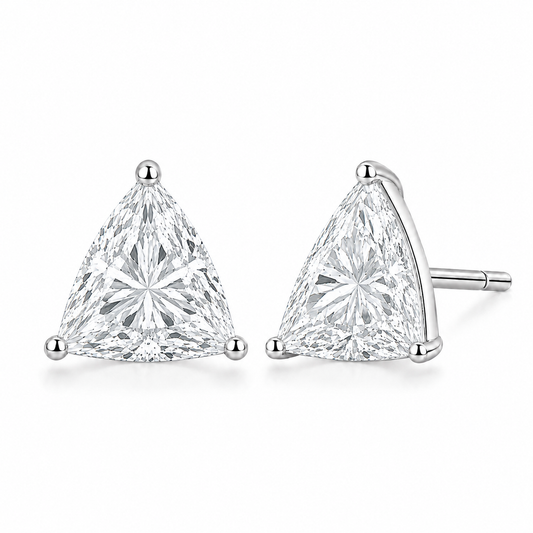 1.50 Carat Trillion Cut Lab Grown Diamond Stud Earrings (0.75 ct Each) in Gold or Platinum