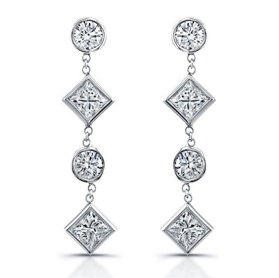 Dangling Mix Shape Diamonds Earrings