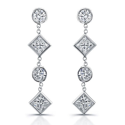 Dangling Mix Shape Diamonds Earrings