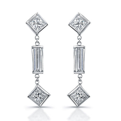 Dangling Mix Shape Diamonds Earrings