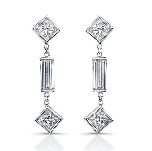 Dangling Mix Shape Diamonds Earrings