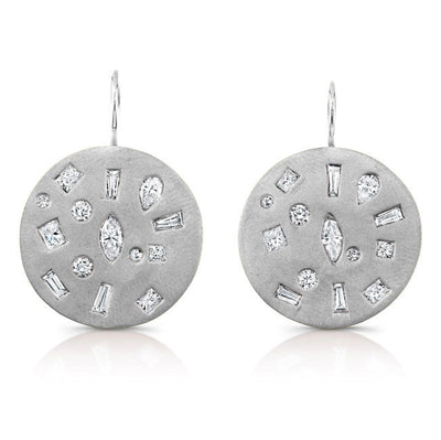 Bezel Set Mixed Diamonds Earrings