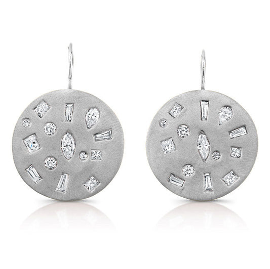 Bezel Set Mixed Diamonds Earrings