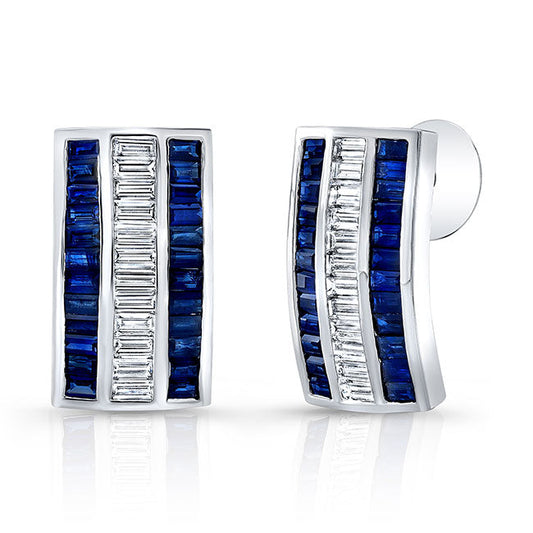 Baguette Diamond & Sapphire Earrings