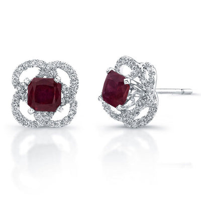Diamond & Ruby Flower Earrings