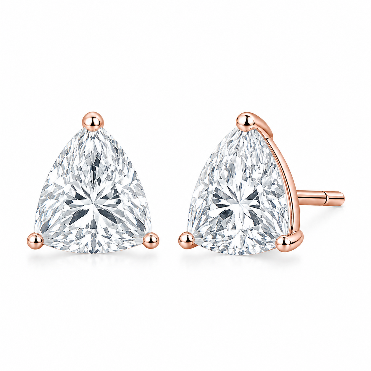 3 Carat Trillion Lab Grown Diamond Stud Earrings (1.50 ct Each) in Gold or Platinum