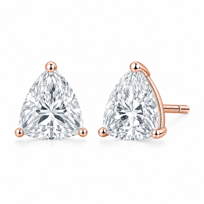 3 Carat Trillion Lab Grown Diamond Stud Earrings (1.50 ct Each) in Gold or Platinum