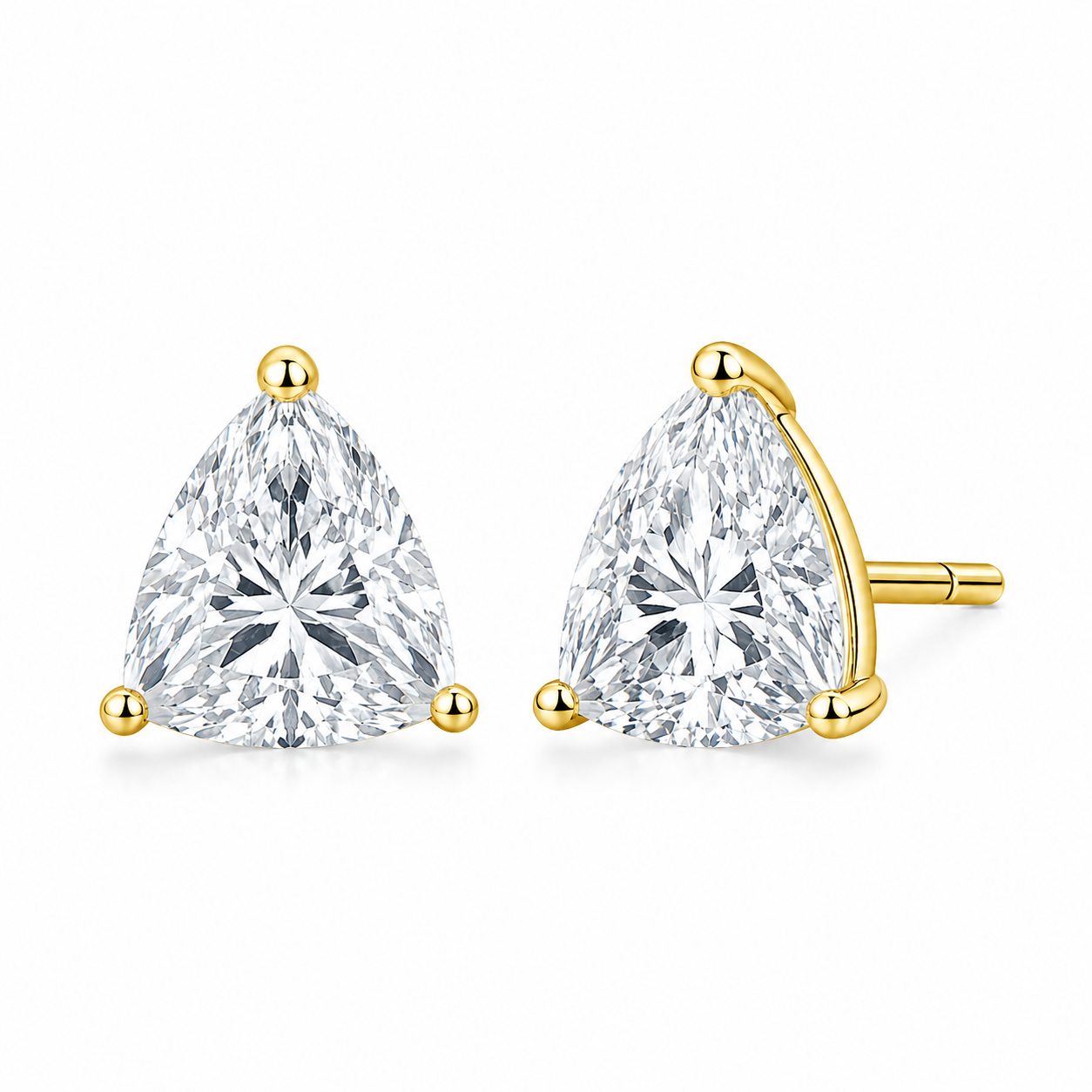 3 Carat Trillion Lab Grown Diamond Stud Earrings (1.50 ct Each) in Gold or Platinum