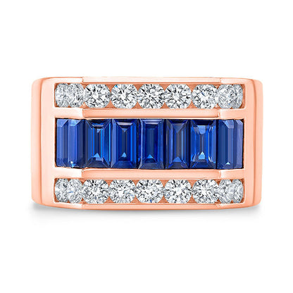 Men's Modern Style Diamond and Sapphire Ring