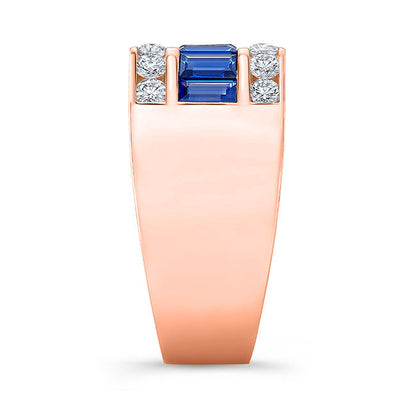 Men's Modern Style Diamond and Sapphire Ring