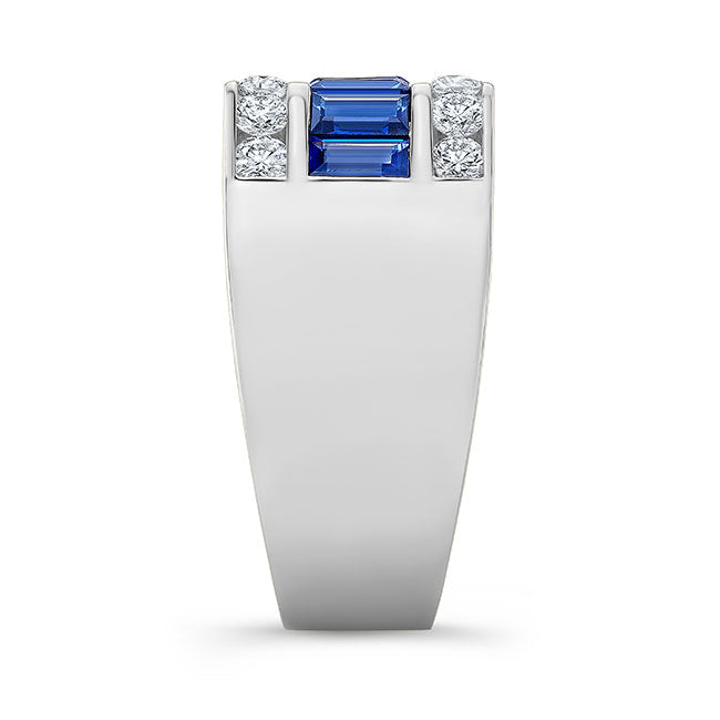 Men's Modern Style Diamond and Sapphire Ring