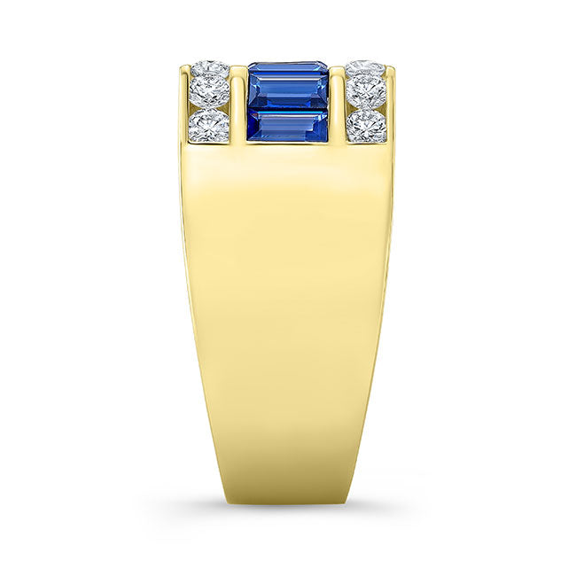 Men's Modern Style Diamond and Sapphire Ring