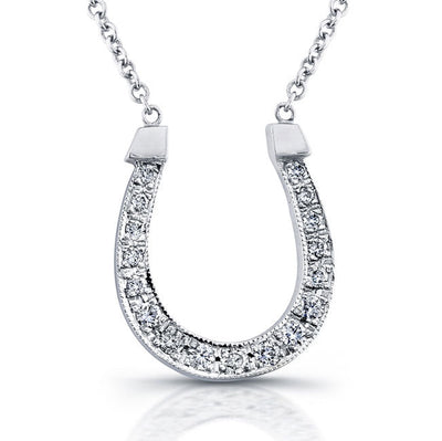 Classic Style Diamond Horseshoe Pendant & Necklace