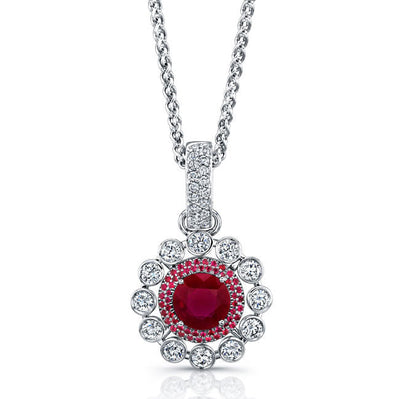 Ruby & Diamond Halo Pendant