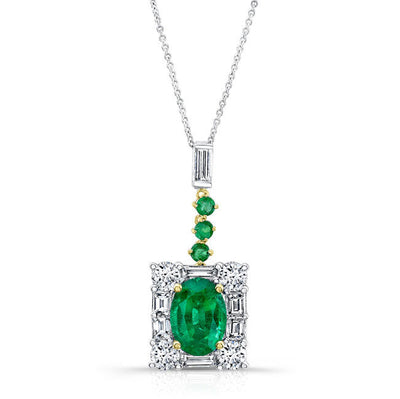 Green Emerald Diamond Pendant