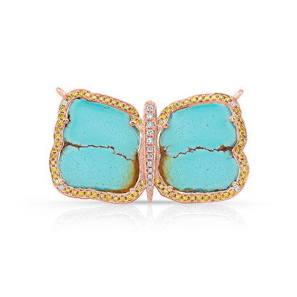 Butterfly Turquoise Pendant With Diamonds and Sapphires