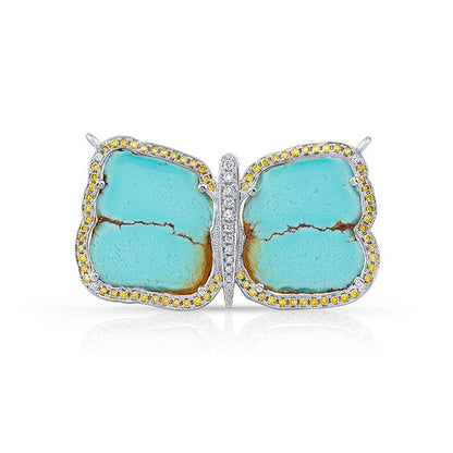 Butterfly Turquoise Pendant With Diamonds and Sapphires