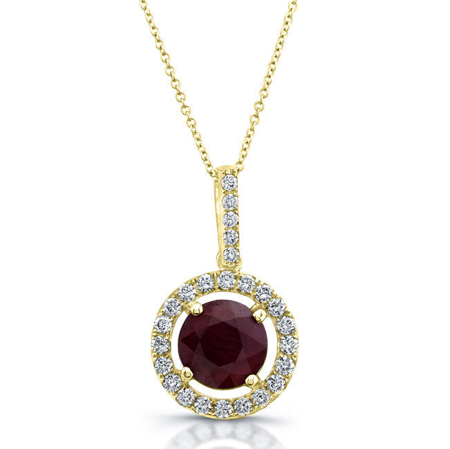 Round Ruby Diamond Pendant