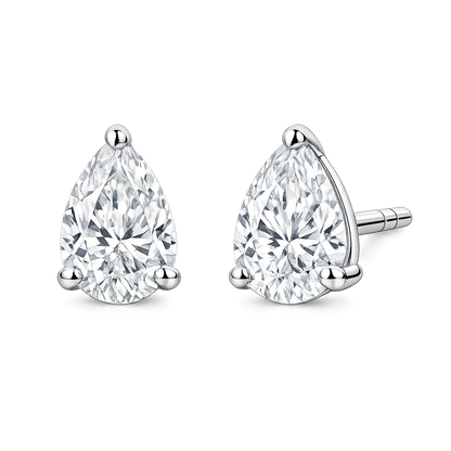 10 Carat Pear Shape Lab Grown Diamond Stud Earrings (5.00 ct Each) in Gold or Platinum