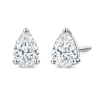 1 Carat Pear Shape Lab Grown Diamond Stud Earrings (0.50 ct Each) in Gold or Platinum