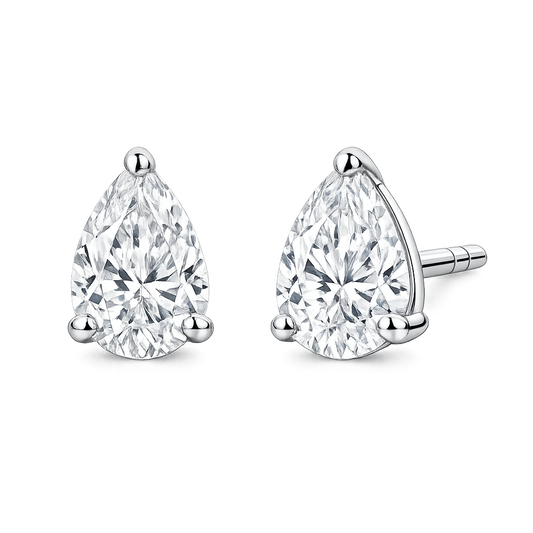 5 Carat Pear Shape Lab Grown Diamond Stud Earrings (2.50 ct Each) in Gold or Platinum