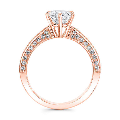 Classic Style Engraved Diamond Engagement Ring