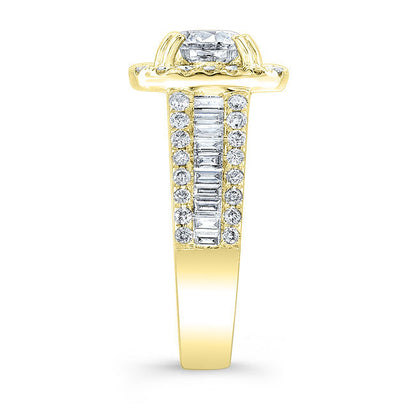 Modern Style Halo Diamond Engagement Ring