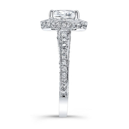 Vintage Style Engraved 3-Row Halo Diamond Engagement Ring