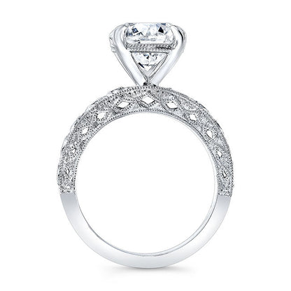Vintage Style Engraved Diamond Engagement Ring
