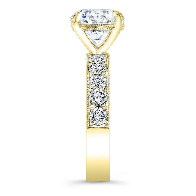 Vintage Style Engraved Diamond Engagement Ring