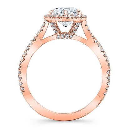 Twisted Shank Diamond Halo Engagement Ring