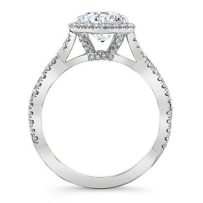 Twisted Shank Diamond Halo Engagement Ring