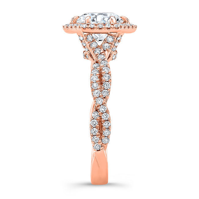 Twisted Shank Diamond Halo Engagement Ring