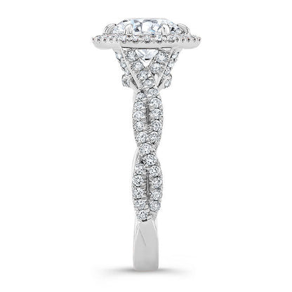 Twisted Shank Diamond Halo Engagement Ring