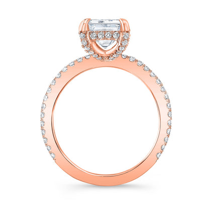 Modern Style Hidden Halo Diamond Engagement Ring