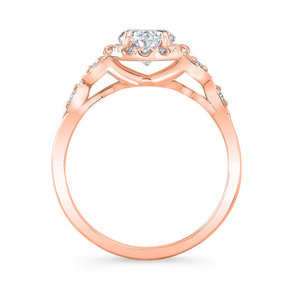 Vintage Style Engraved Halo Diamond Engagement Ring