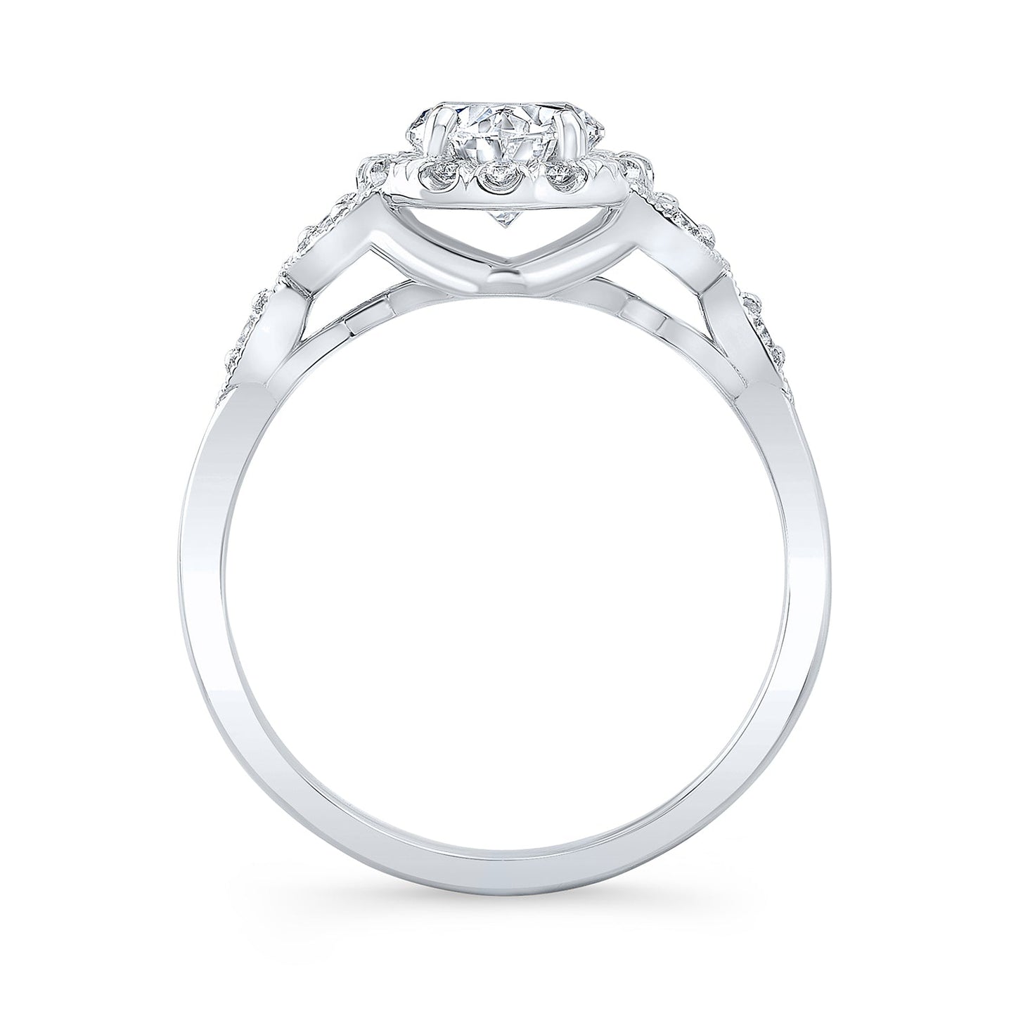 Vintage Style Engraved Halo Diamond Engagement Ring
