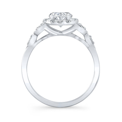 Vintage Style Engraved Halo Diamond Engagement Ring