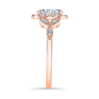 Vintage Style Engraved Halo Diamond Engagement Ring