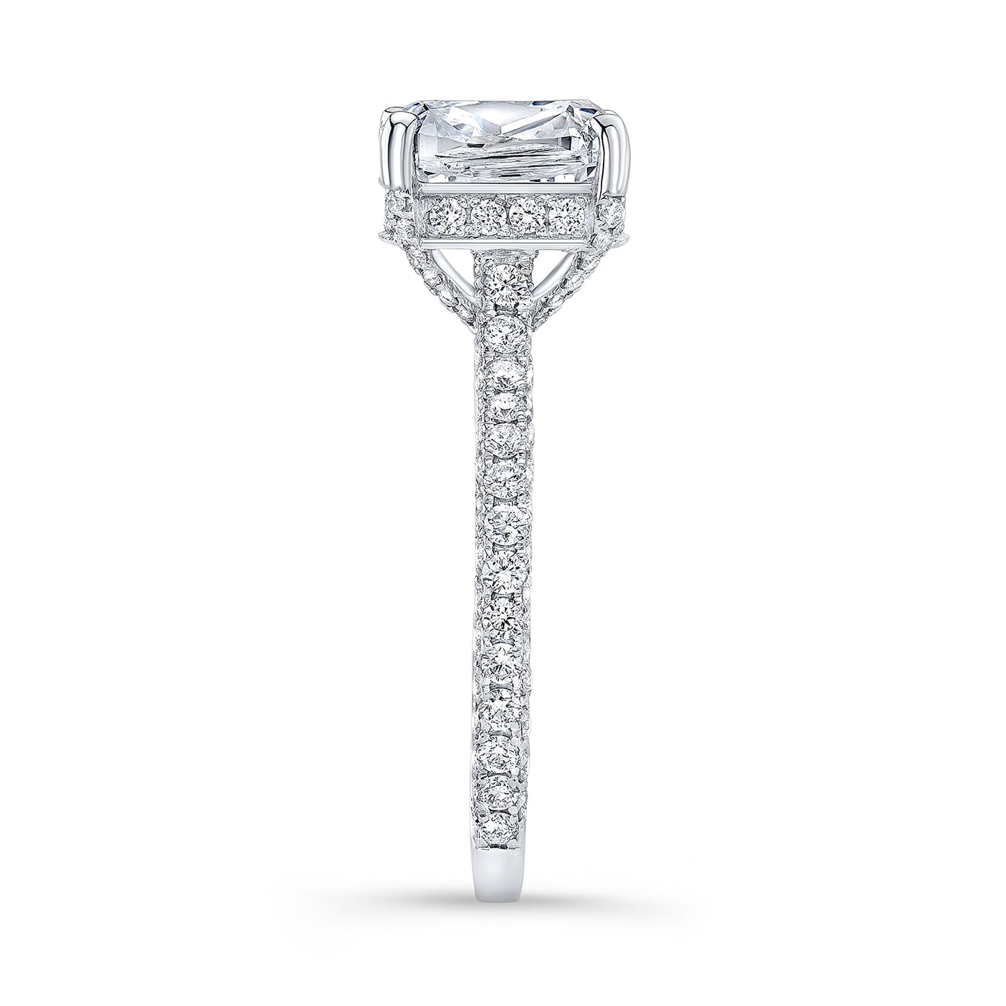 Modern Style Hidden Halo Diamond Engagement Ring