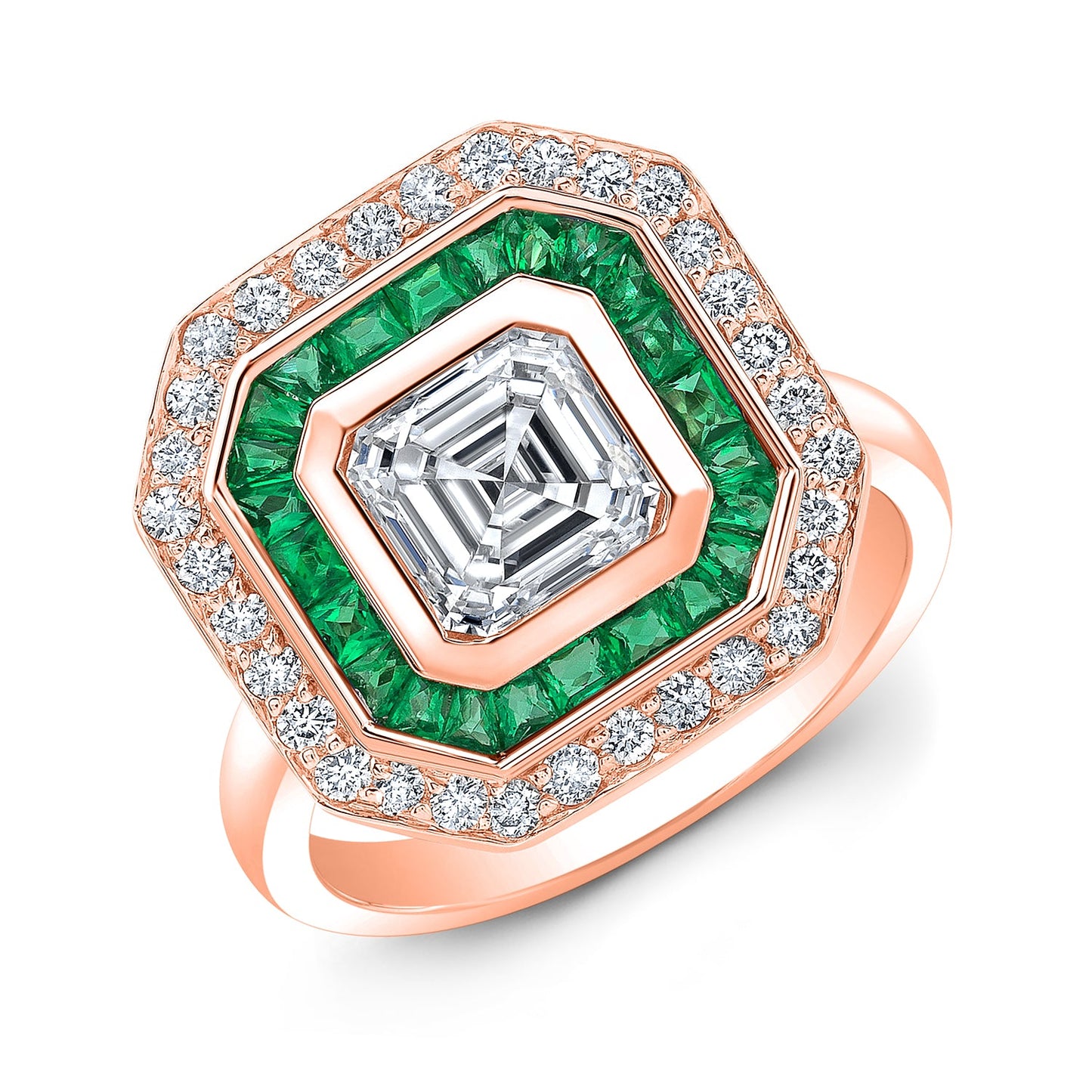 Art Deco Style Halo Diamond Engagement Ring