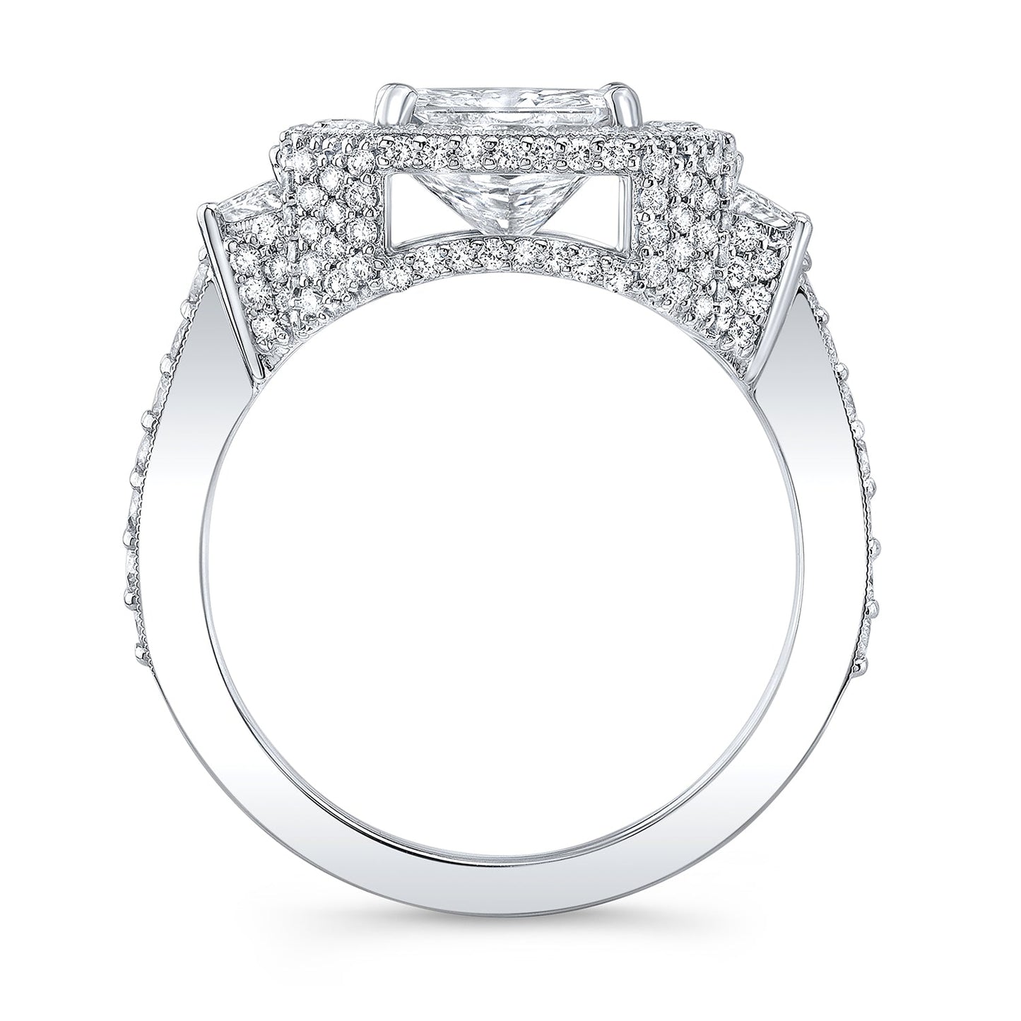 Vintage Style Engraved Halo Diamond Engagement Ring