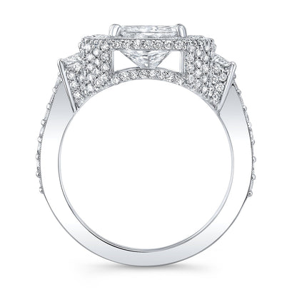 Vintage Style Engraved Halo Diamond Engagement Ring