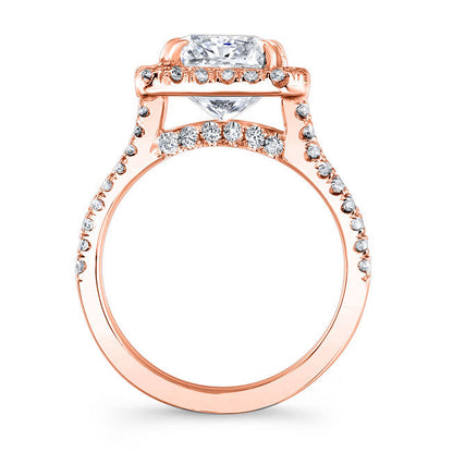 Modern Style Split Shank Halo Diamond Engagement Ring