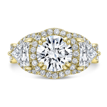 Modern Style Twisted Shank Halo Diamond Engagement Ring