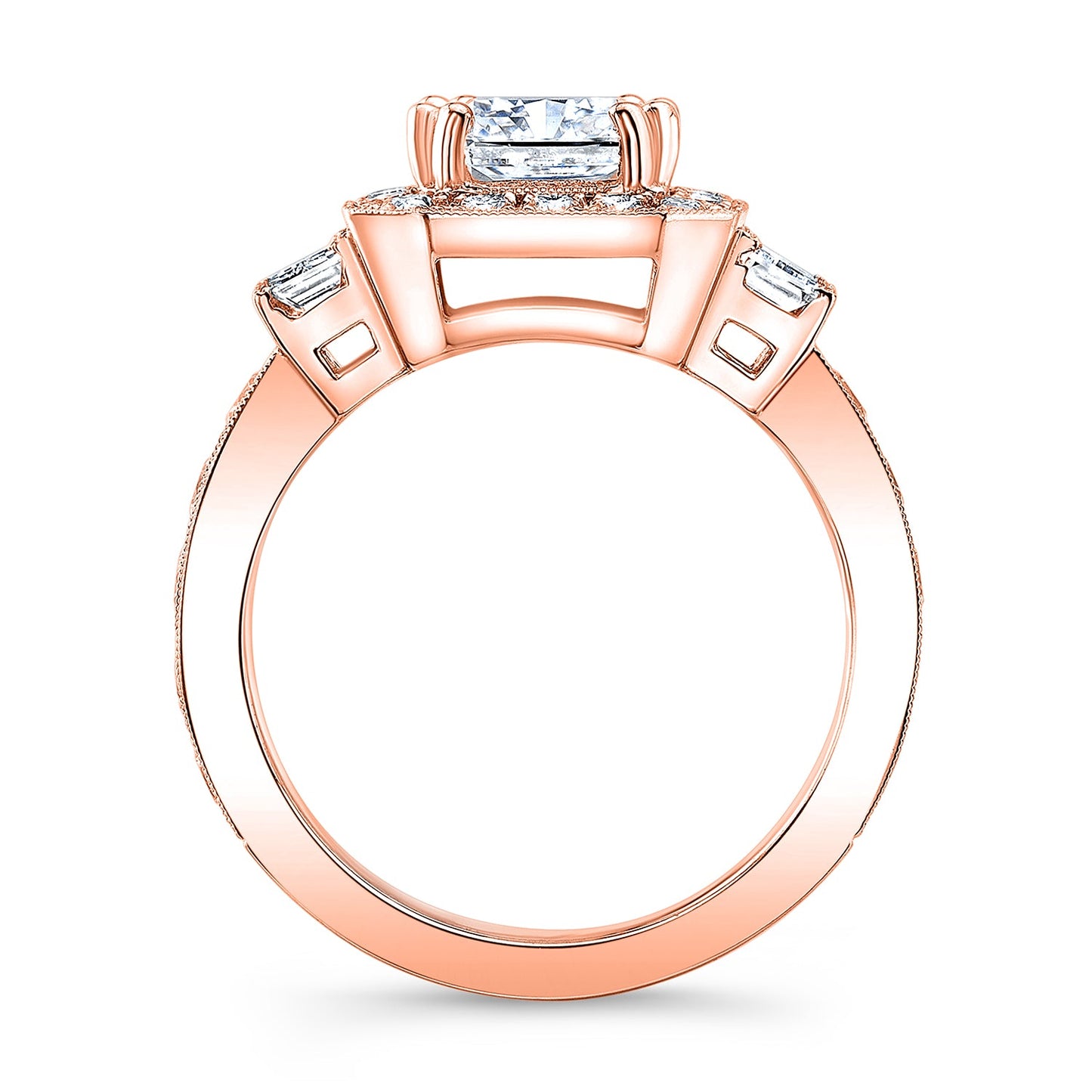 Vintage Style Engraved Halo Diamond Engagement Ring